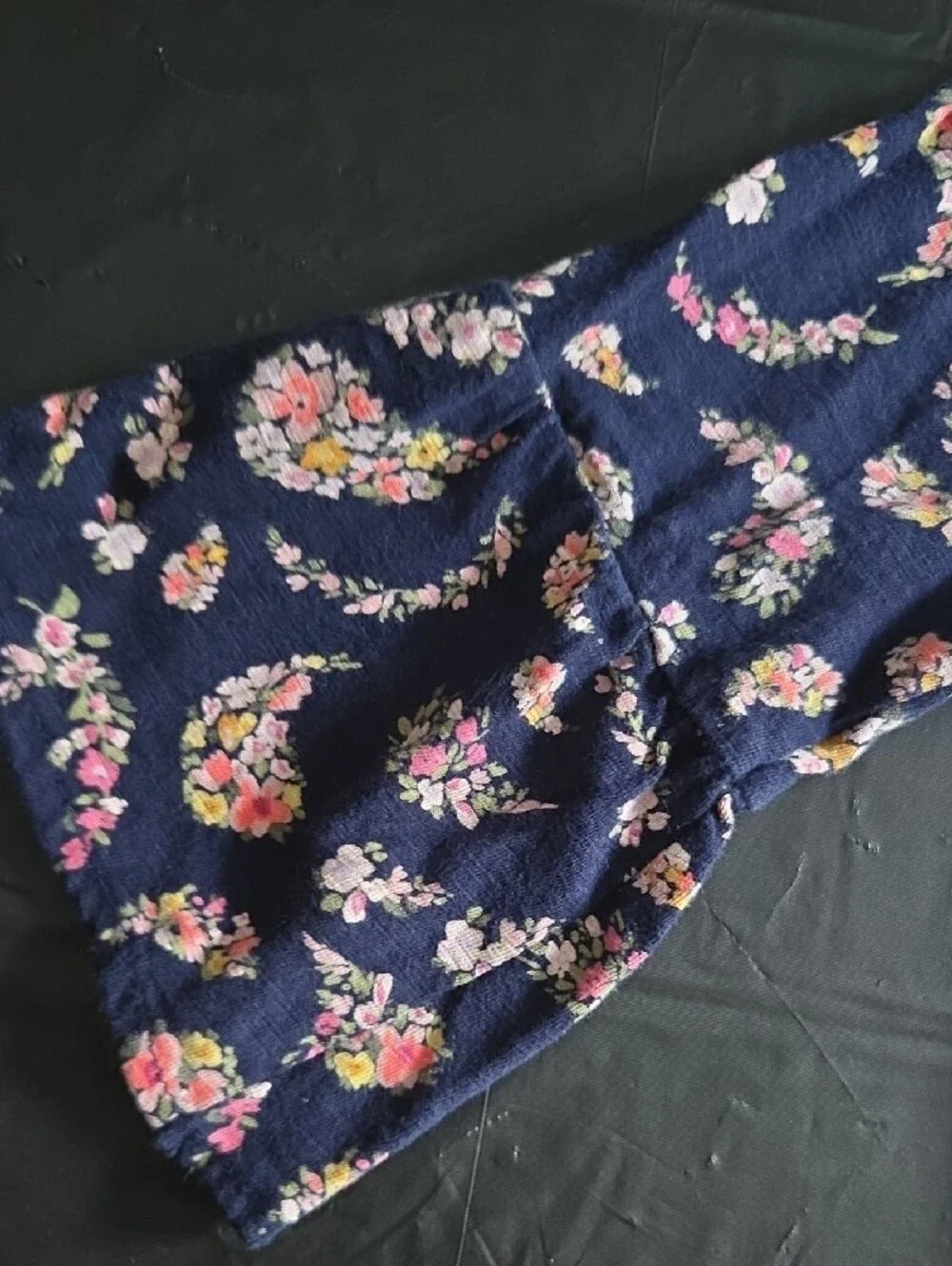 Old Navy Navy Floral Peasant Top with Pink and Yellow Flowers